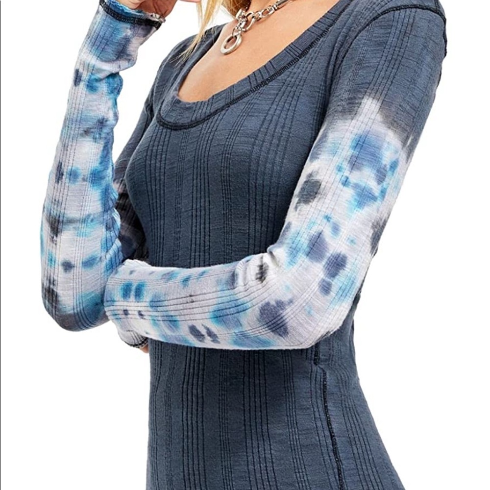 Free People tight, long sleeved tie-dye shirt